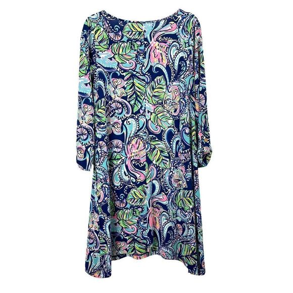 Lilly Pulitzer Edna Swing Shift dress Sz S Hanging with Fronds Print - Picture 7 of 8